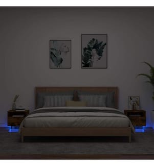 Nachttische mit LED-Leuchten 2 Stk. Räuchereiche 40x39x37 cm