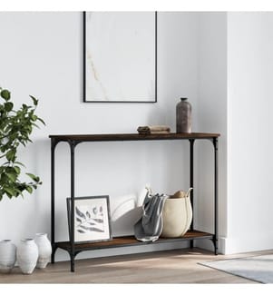 Table console chêne marron 101x30,5x75 cm bois d'ingénierie