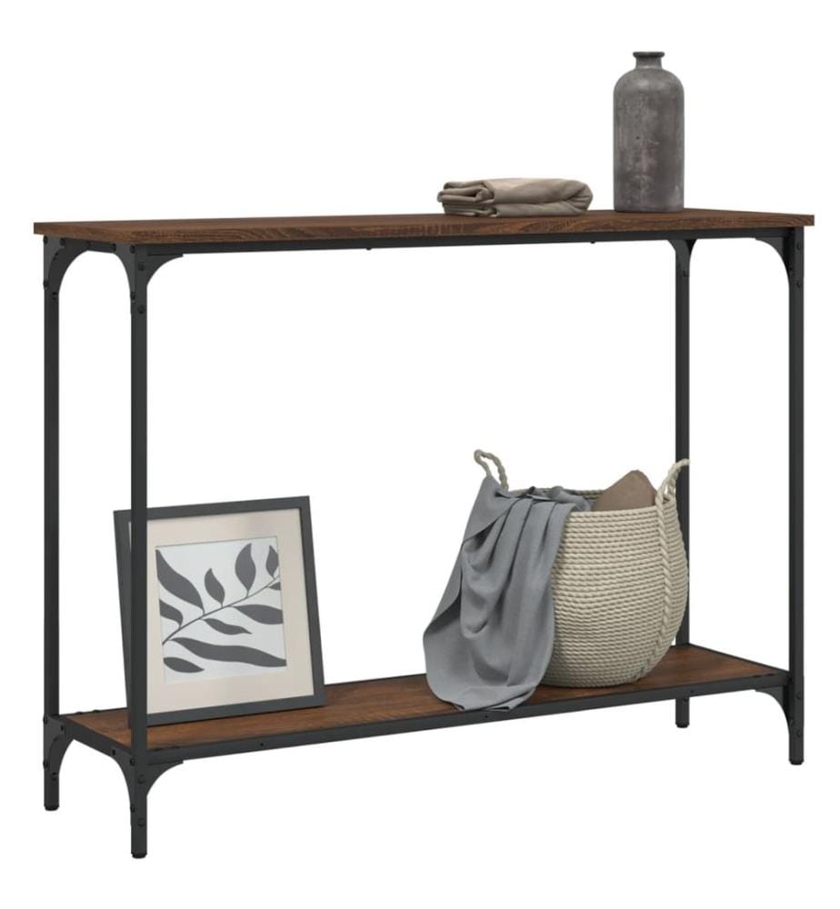 Table console chêne marron 101x30,5x75 cm bois d'ingénierie