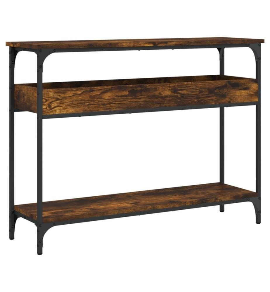 Table console avec étagère chêne fumé 100x29x75 cm