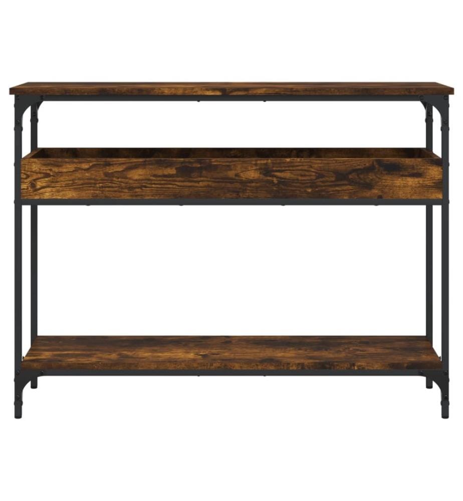 Table console avec étagère chêne fumé 100x29x75 cm