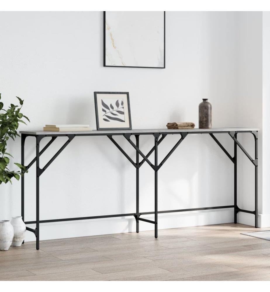 Table console sonoma gris 180x29x75 cm bois d'ingénierie
