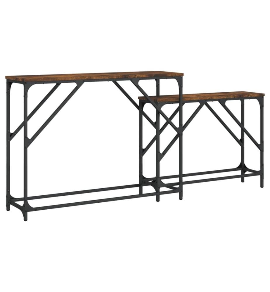Tables console gigognes 2 pcs chêne fumé bois d'ingénierie