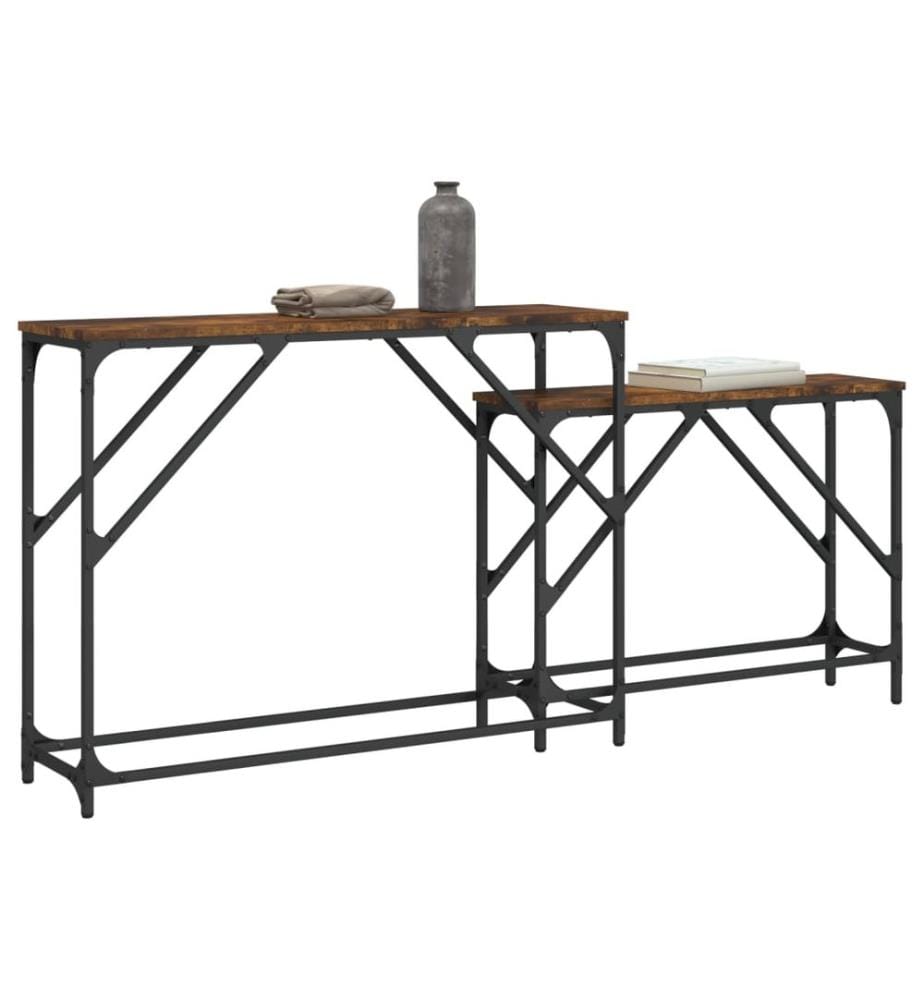 Tables console gigognes 2 pcs chêne fumé bois d'ingénierie
