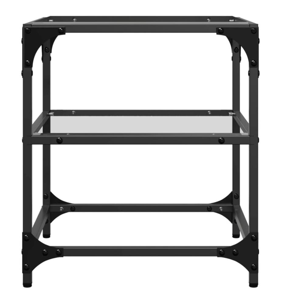 Table basse avec dessus en verre transparent 40x40x45 cm acier