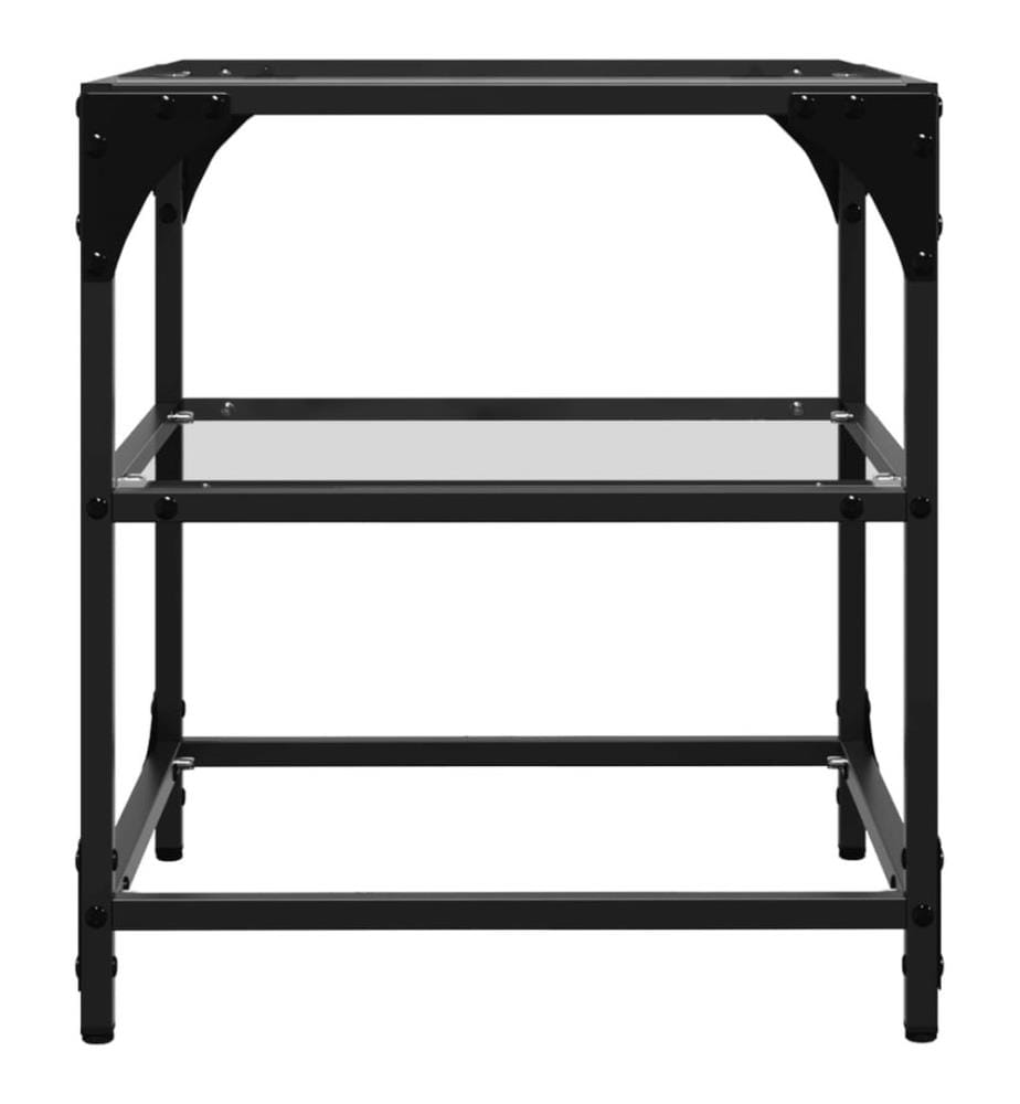 Table basse avec dessus en verre transparent 40x40x45 cm acier