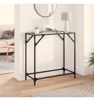 Table console avec dessus en verre transparent 80x35x81cm acier
