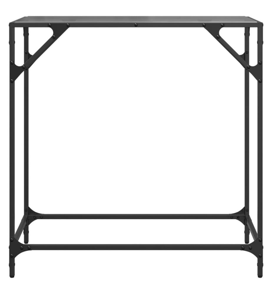 Table console avec dessus en verre noir 80x35x81 cm acier