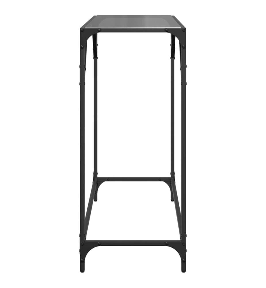 Table console avec dessus en verre noir 80x35x81 cm acier