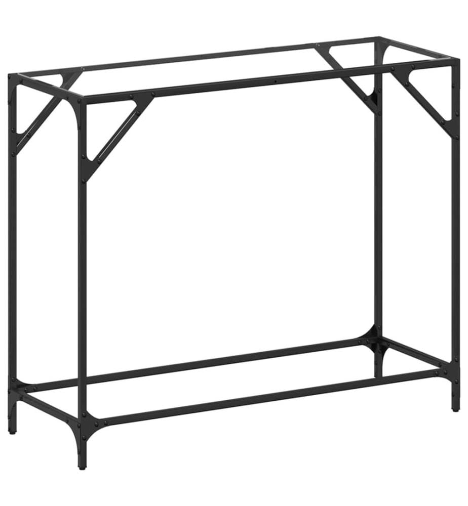 Table console avec dessus en verre transparent 98x35x81cm acier