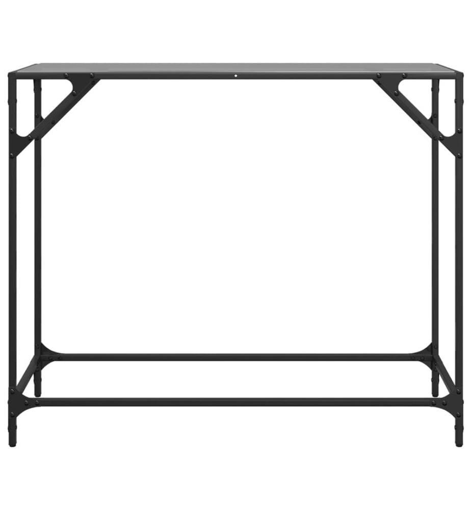 Table console avec dessus en verre noir 98x35x81 cm acier