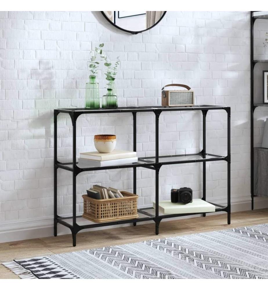 Table console avec dessus en verre transparent 118,5x30x81 cm
