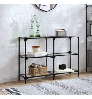Table console avec dessus en verre transparent 118,5x30x81 cm