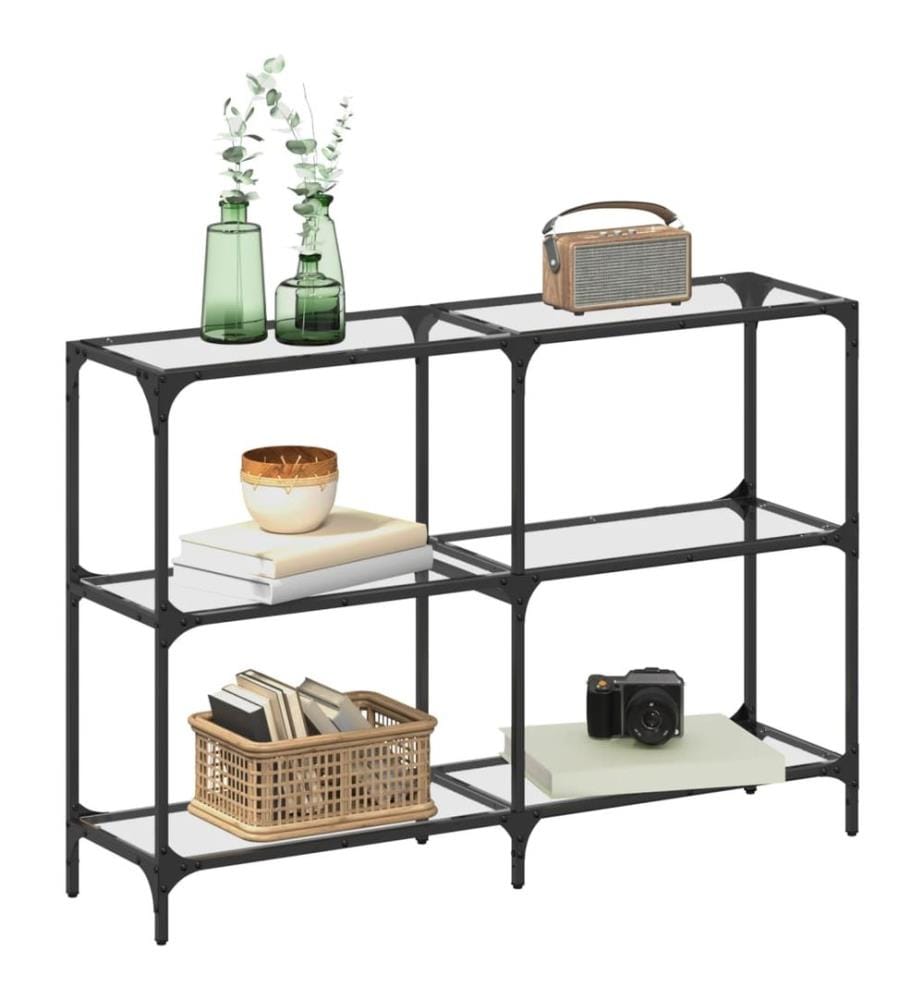 Table console avec dessus en verre transparent 118,5x30x81 cm