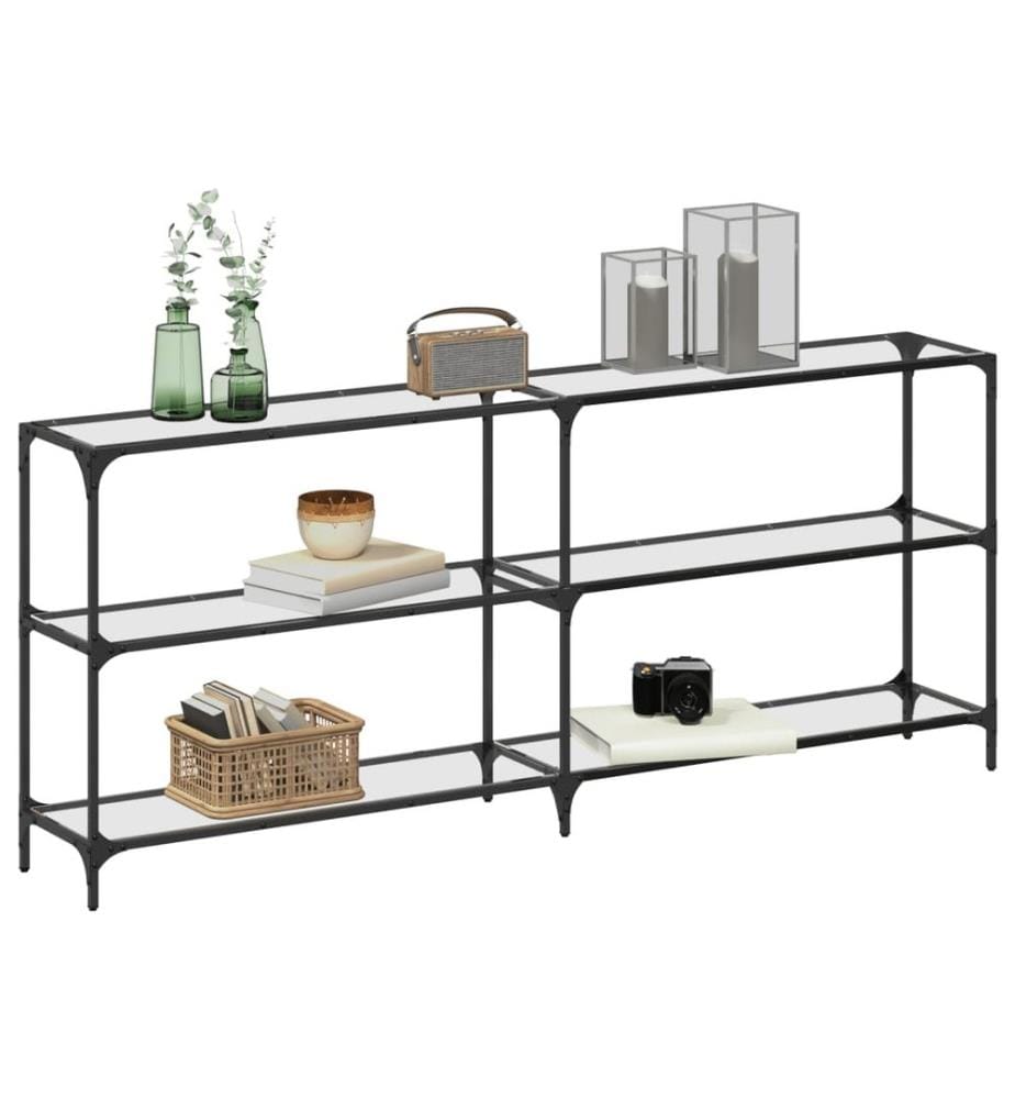 Table console avec dessus en verre transparent 194,5x30x81 cm