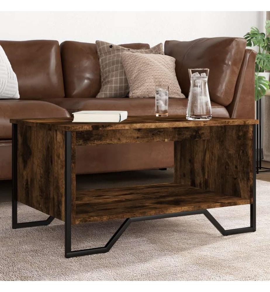 Table basse chêne fumé 75x51x40 cm bois d'ingénierie
