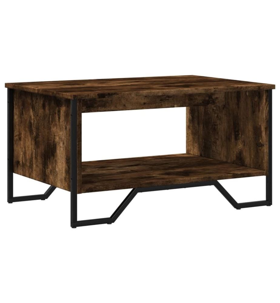 Table basse chêne fumé 75x51x40 cm bois d'ingénierie