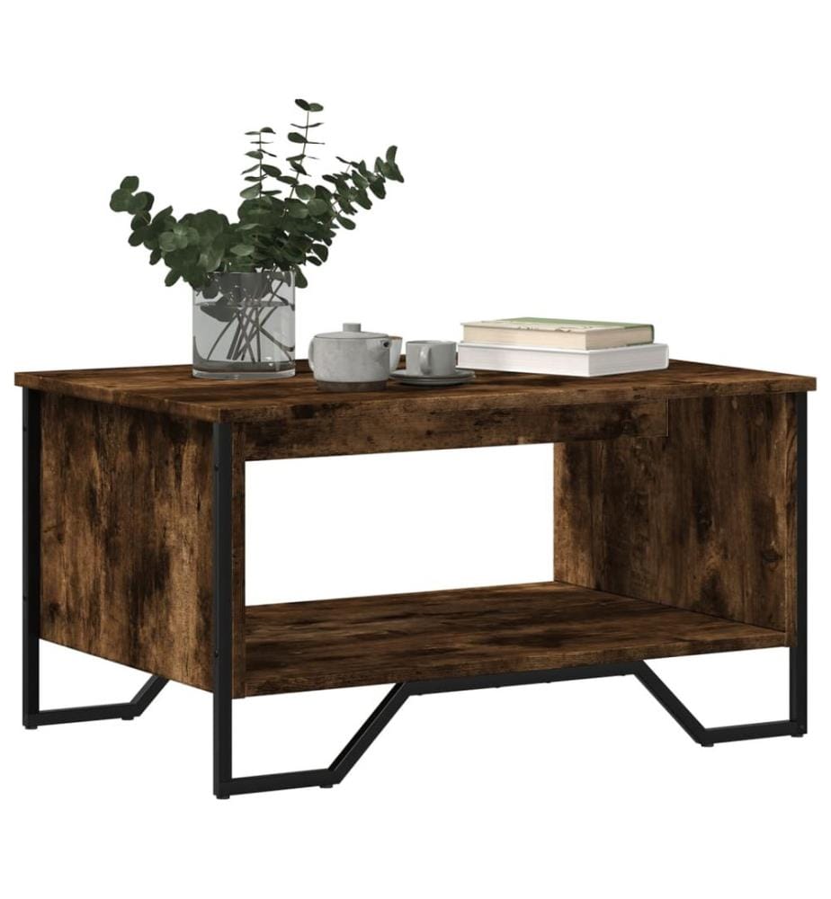 Table basse chêne fumé 75x51x40 cm bois d'ingénierie