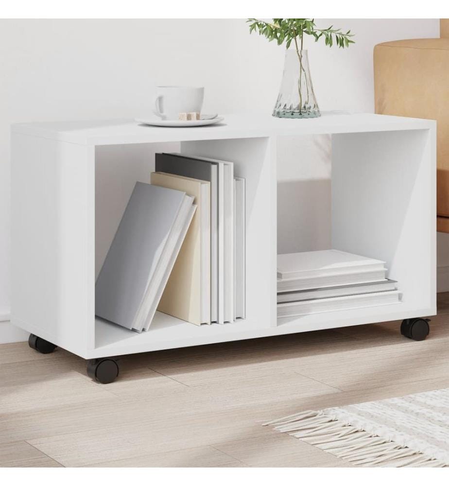 Armoire à roulettes blanc 72x33x42,5 cm bois d'ingénierie