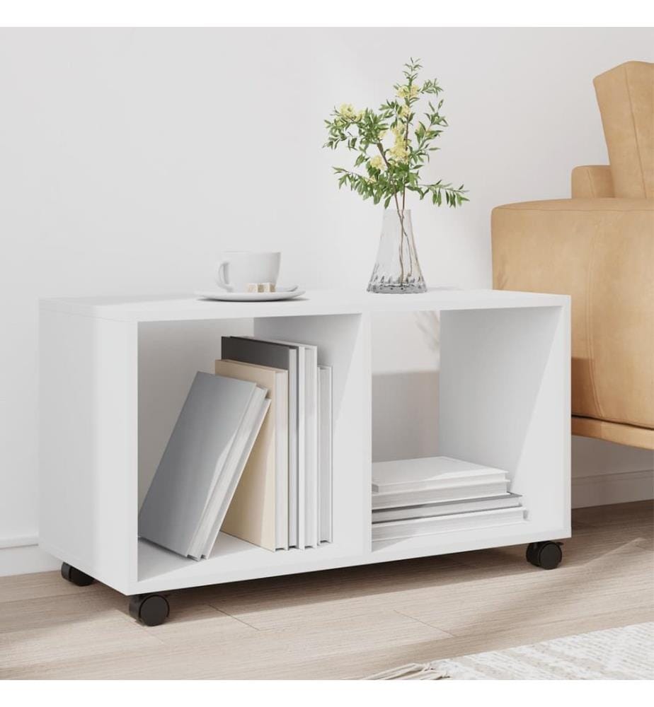Armoire à roulettes blanc 72x33x42,5 cm bois d'ingénierie