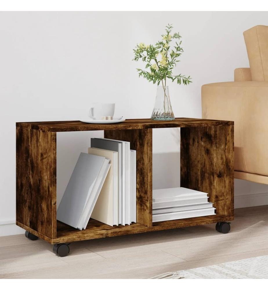 Armoire roulante chêne fumé 72x33x42,5 cm bois d'ingénierie