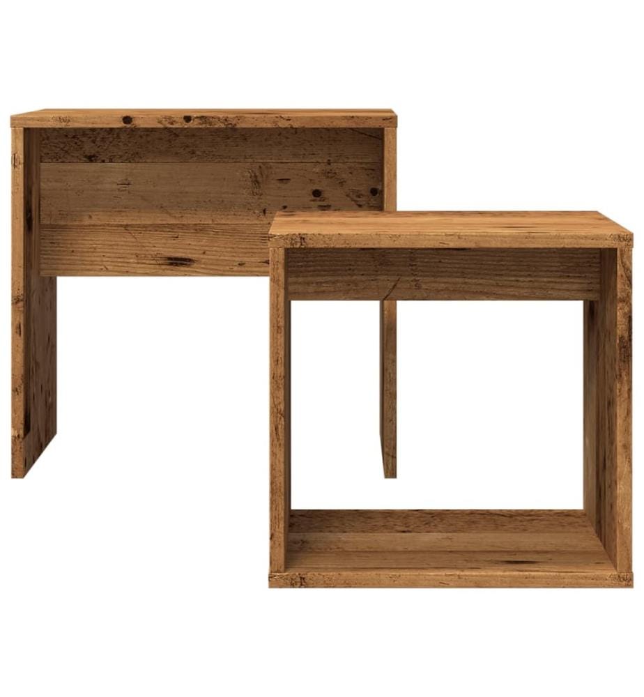 Tables basses gigognes 2 pcs vieux bois bois d'ingénierie