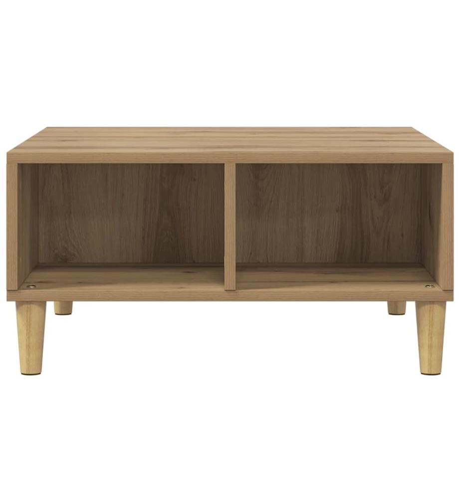 Table basse chêne artisanal 60x60x30 cm bois d'ingénierie