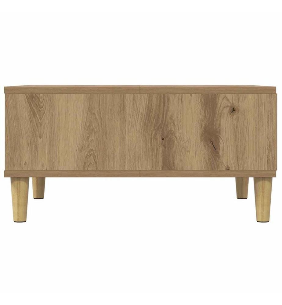 Table basse chêne artisanal 60x60x30 cm bois d'ingénierie