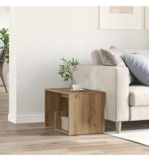 Table d'appoint chêne artisanal 59x36x38 cm bois d'ingénierie
