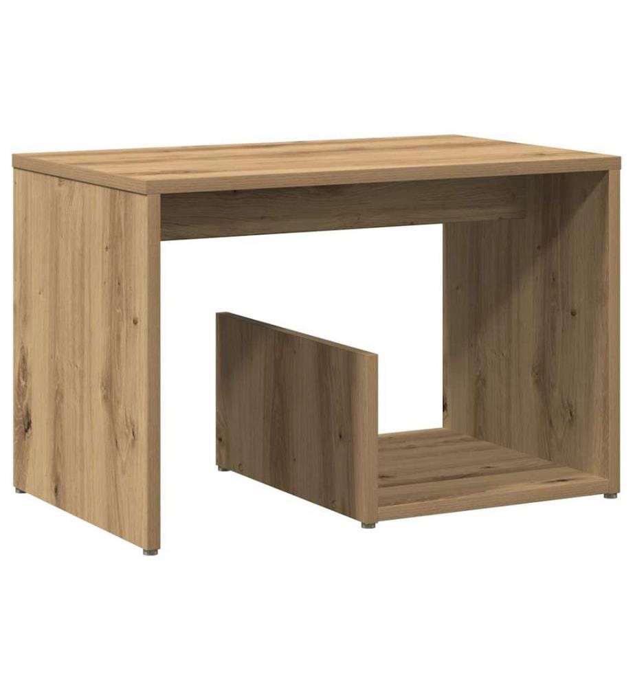 Table d'appoint chêne artisanal 59x36x38 cm bois d'ingénierie