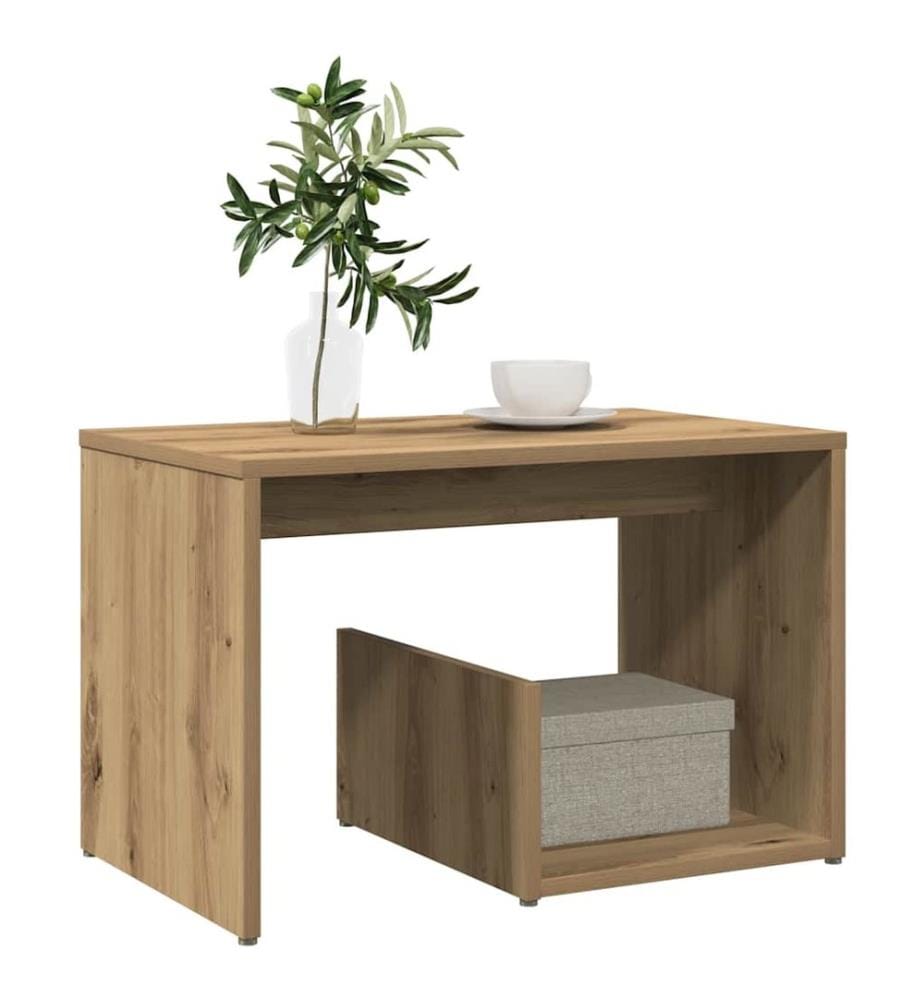 Table d'appoint chêne artisanal 59x36x38 cm bois d'ingénierie