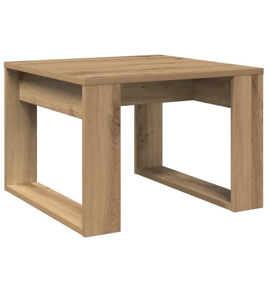 Table d'appoint chêne artisanal 50x50x35 cm bois d'ingénierie