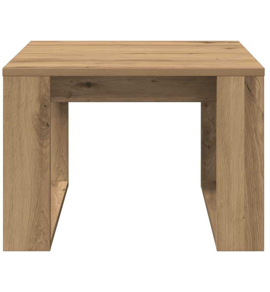 Table d'appoint chêne artisanal 50x50x35 cm bois d'ingénierie