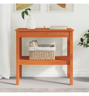 Table console avec étagère Brun Ciré 80 x 40 x 75 cm Pin massif