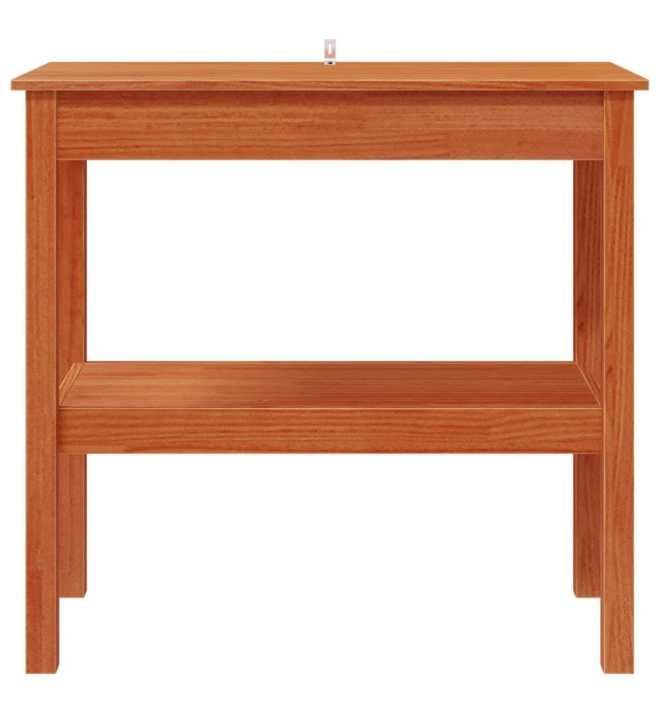 Table console avec étagère Brun Ciré 80 x 40 x 75 cm Pin massif