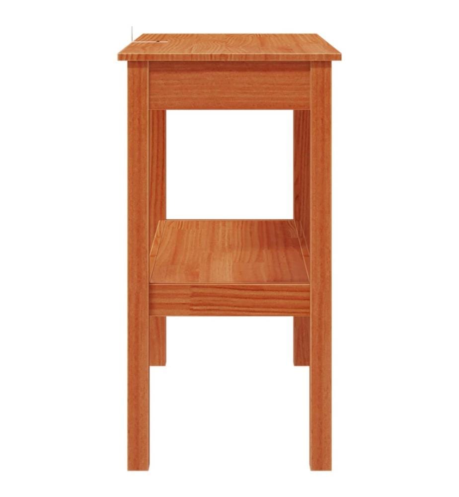 Table console avec étagère Brun Ciré 80 x 40 x 75 cm Pin massif