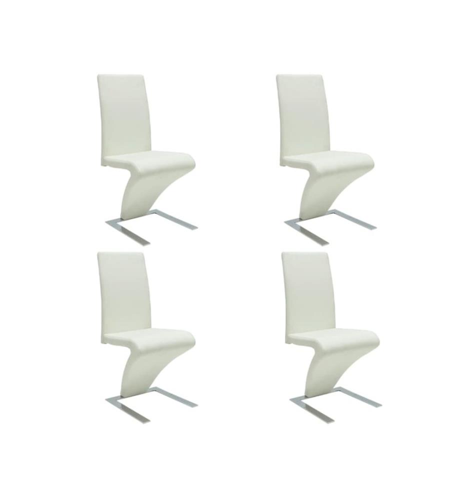 Chaises à manger lot de 4 blanc similicuir