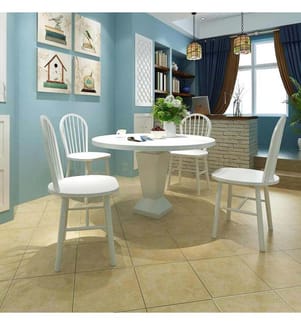 Chaises à manger lot de 4 blanc bois d'hévéa solide