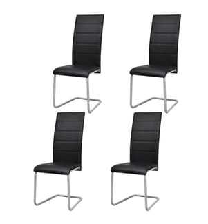Chaises à manger cantilever lot de 4 noir similicuir