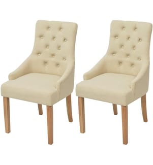 Chaises à manger lot de 2 crème tissu