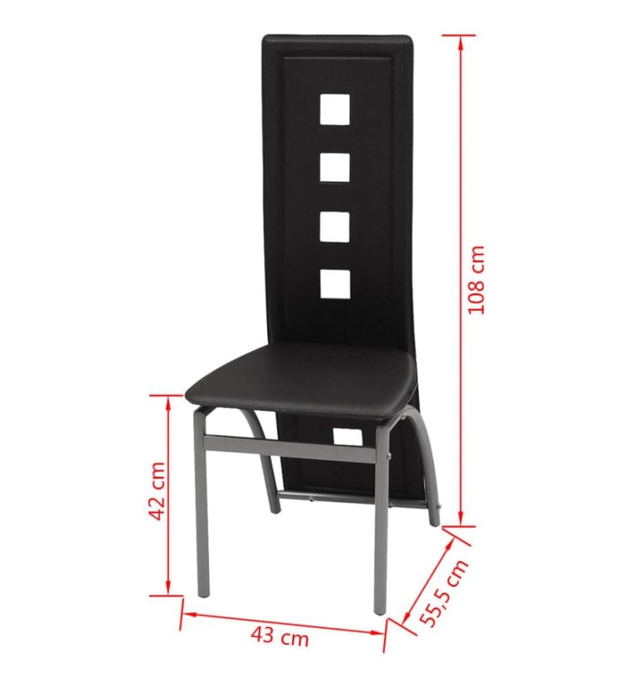 Chaises à manger lot de 4 noir similicuir