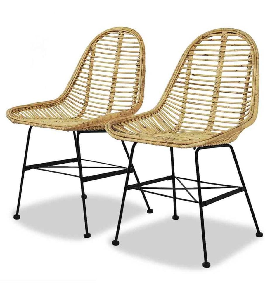 Esszimmerstühle 2 Stk. Natur Rattan