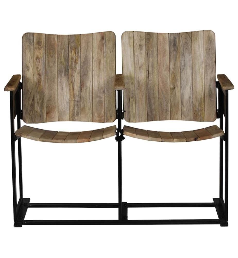 2-Sitzer-Bank Massivholz Mango und Stahl