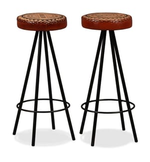 Tabourets de bar lot de 2 cuir véritable