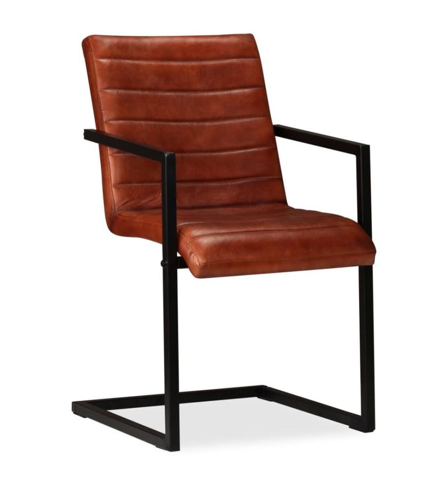 Chaises à manger lot de 2 marron cuir véritable