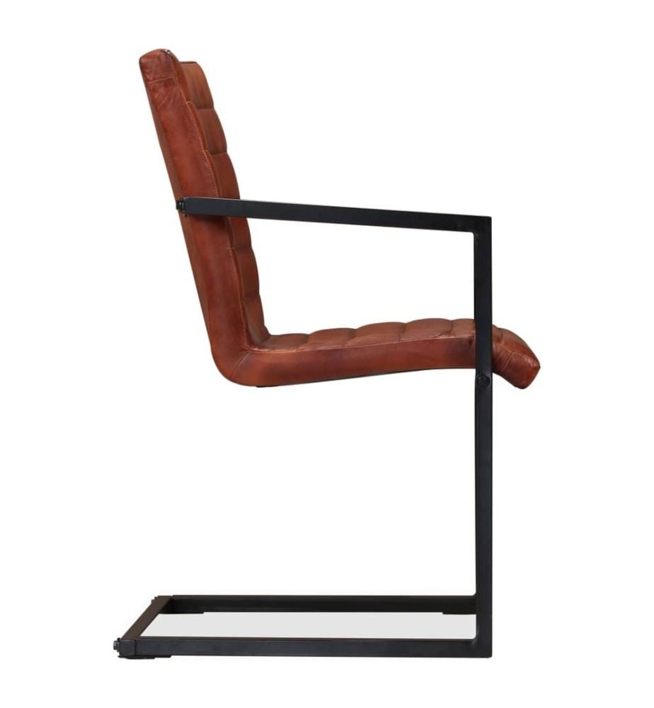 Chaises à manger lot de 2 marron cuir véritable