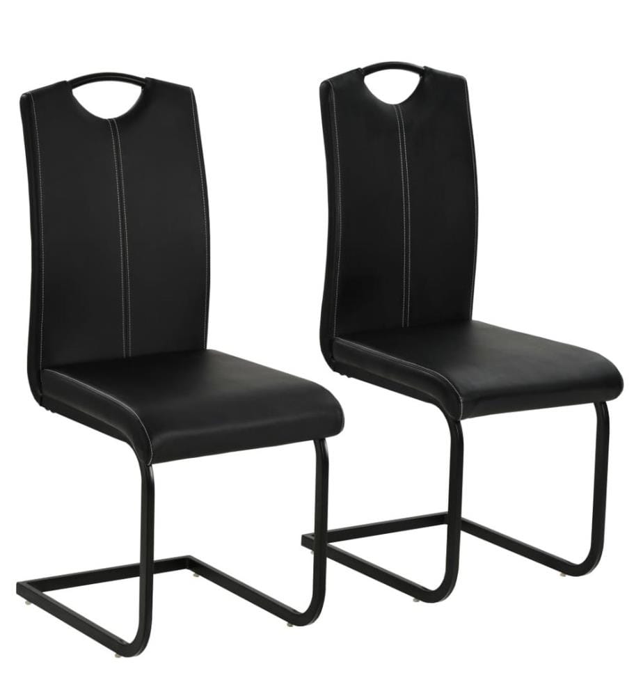 Freischwinger 2 Stk. Schwarz Kunstleder