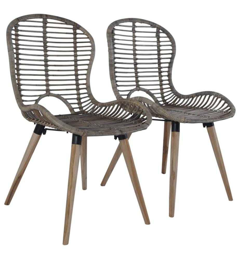 Esszimmerstühle 2 Stk. Braun Natürliches Rattan
