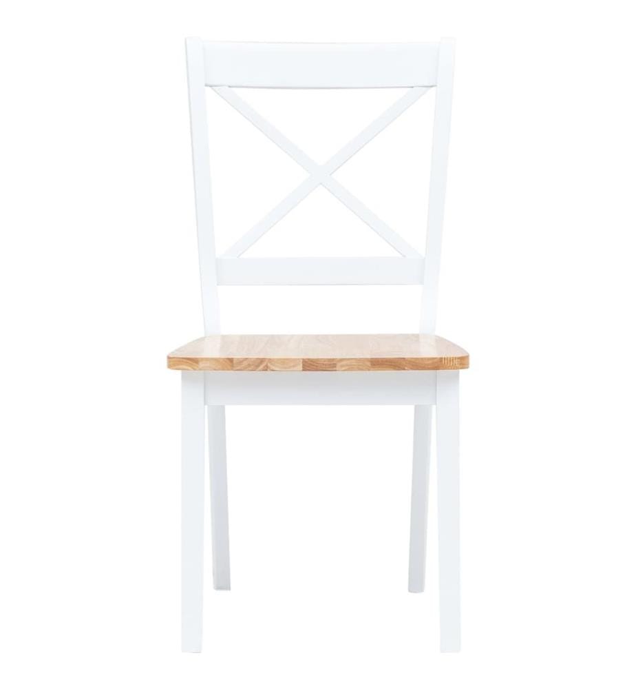Chaises à manger lot de 2 blanc et bois clair bois hévéa massif