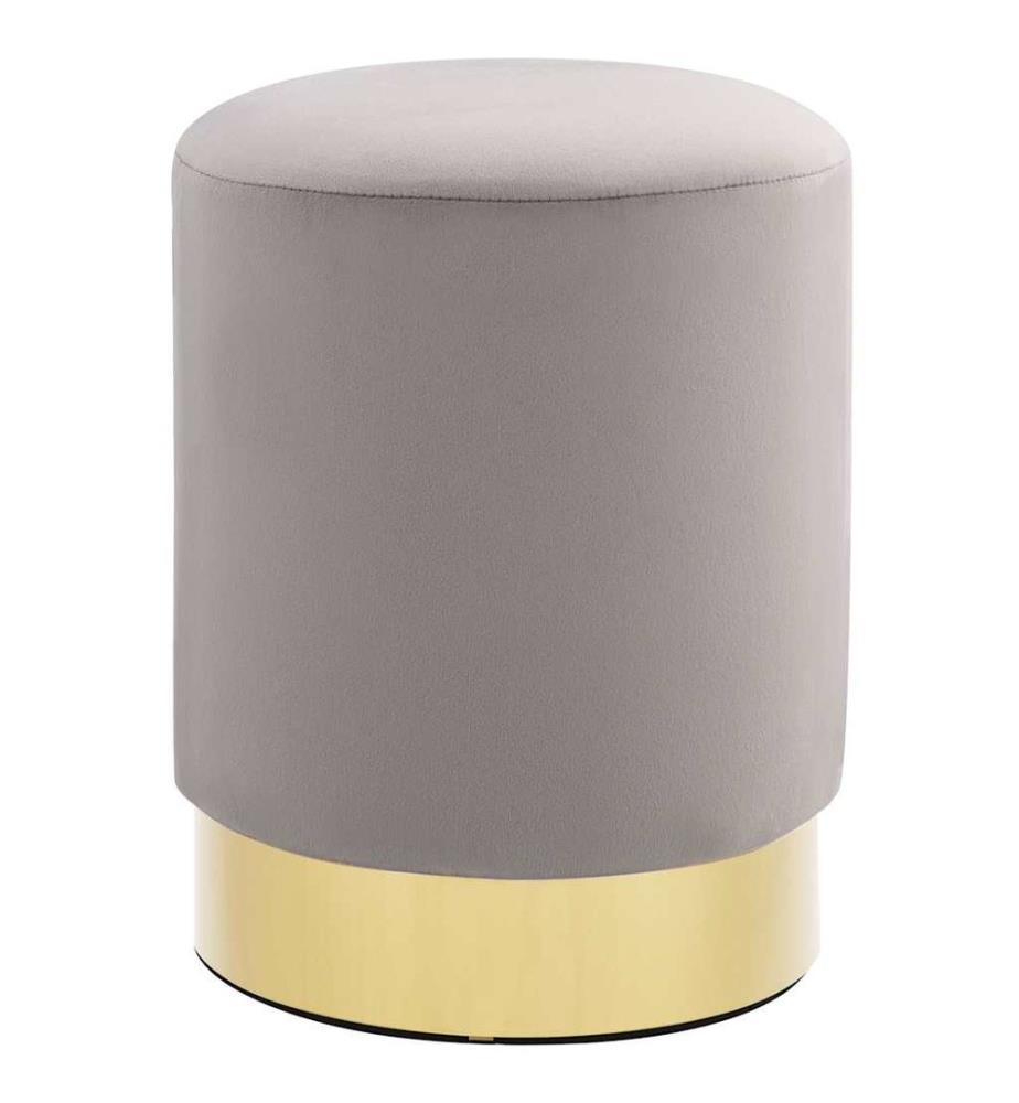 Tabouret Gris clair et doré Velours 28 x 36 cm